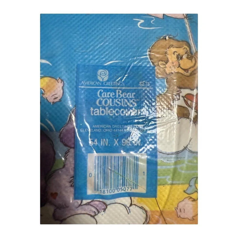 Vintage 1980 Care Bear Cousins Paper Tablecloth Cover 54x96 NEW in Plastic Rare